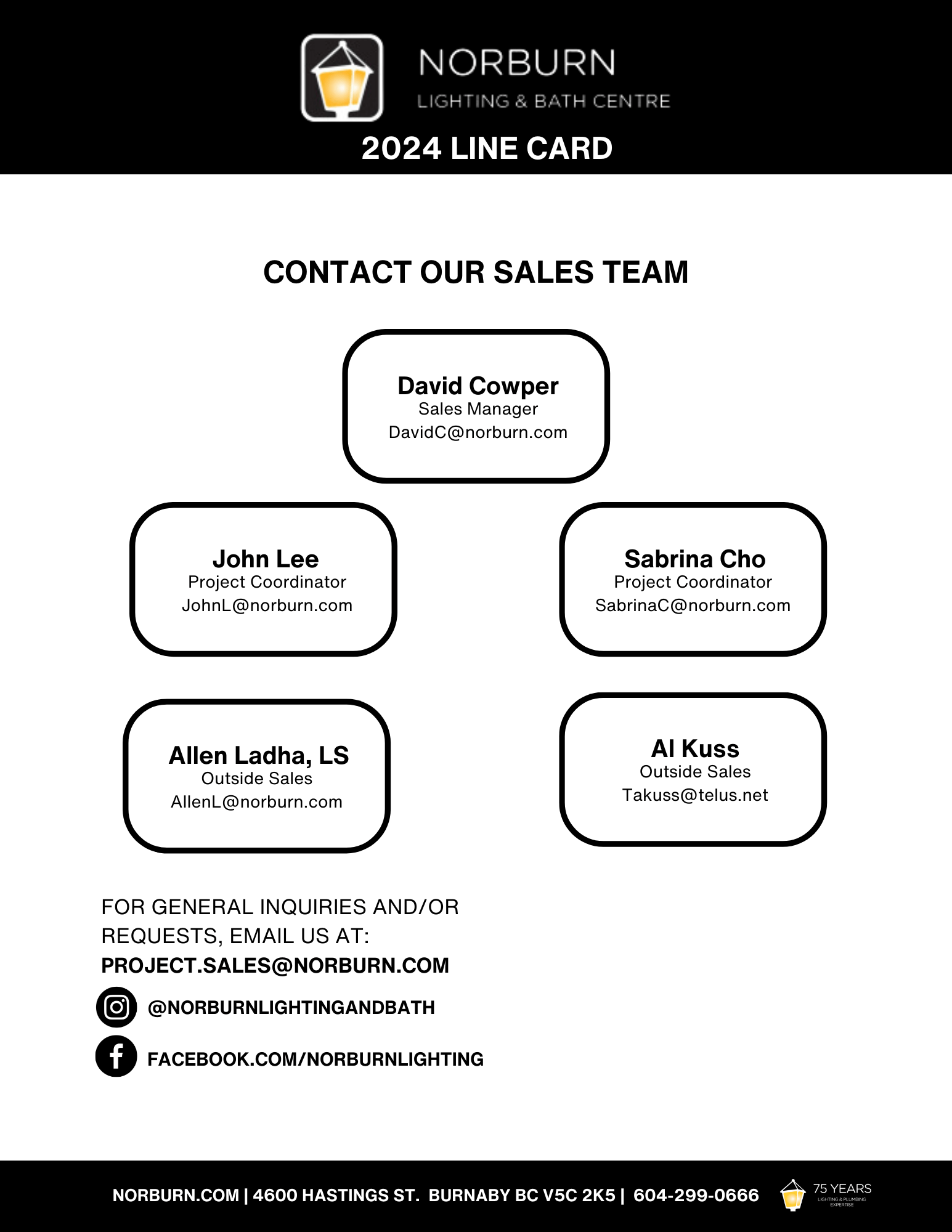 Norburn Lighting | Product Line Card | Book a Consultation